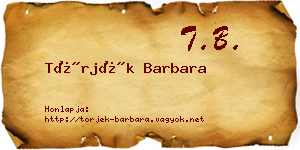 Törjék Barbara névjegykártya